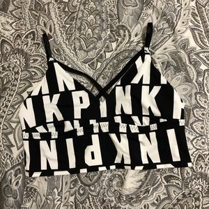 PINK black and white bralette